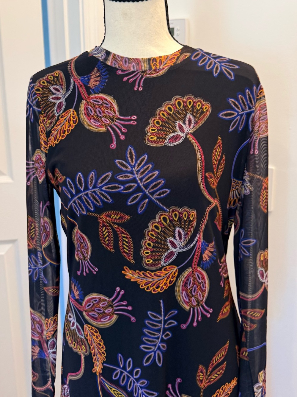 Johnny Was Shelly Floral-Print Mesh Midi Dress - Picture 5 of 16